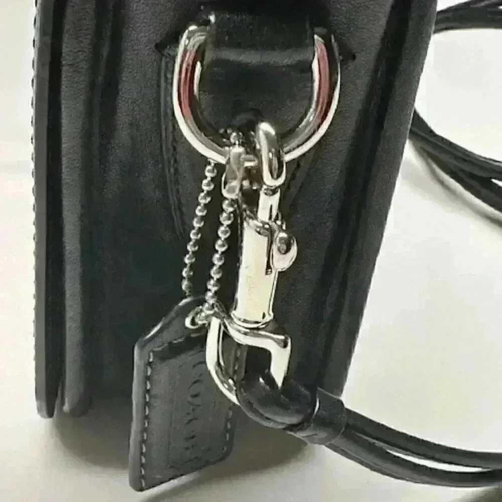 Coach Penelope 23403 Black Leather Turnlock Flap Crossbody Shoulder Bag Purse